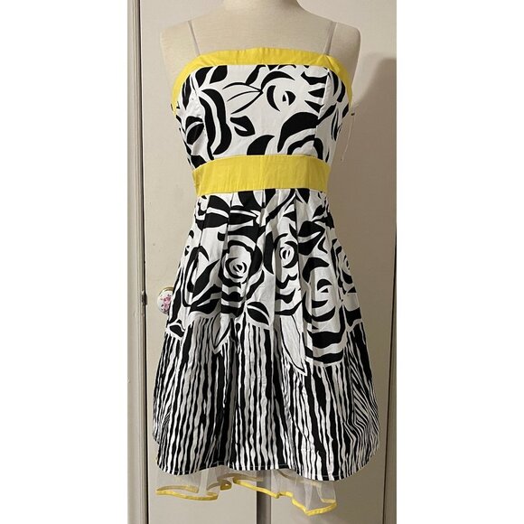 NWT City Triangles Black/White/Yellow Sundress Size 9 - Picture 1 of 5